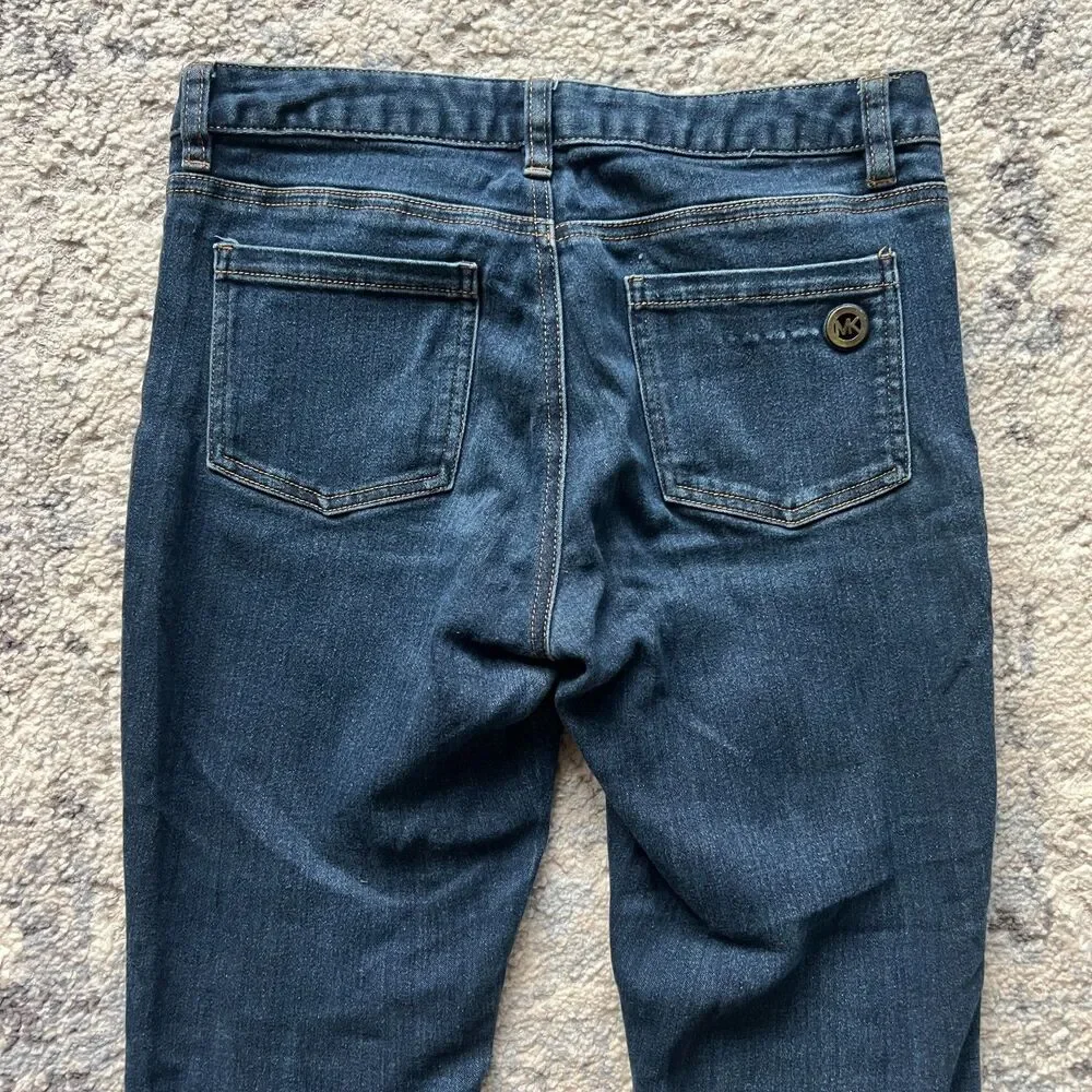 Michael Kors Skinny Jeans Women's Size 4 Dark Wash Stretch Denim MK Logo Pocket